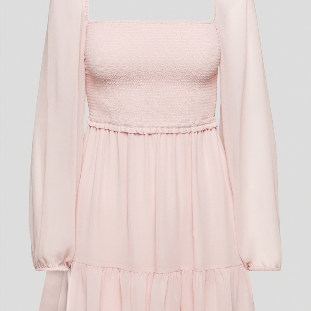 Pink Long Sleeve Mini Dress